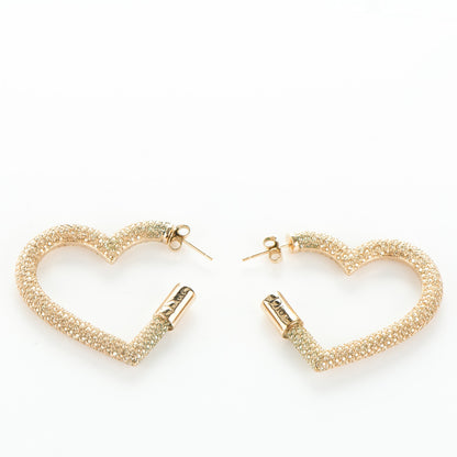 Christian Dior Crystal Heart Hoop Earrings Rose Gold 3 of 6