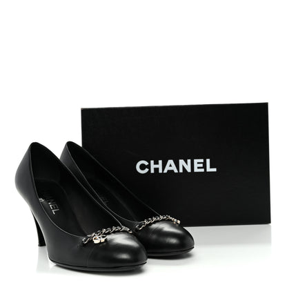 Chanel Calfskin CC Cap Toe Chain Pumps 39 Black 11 of 11
