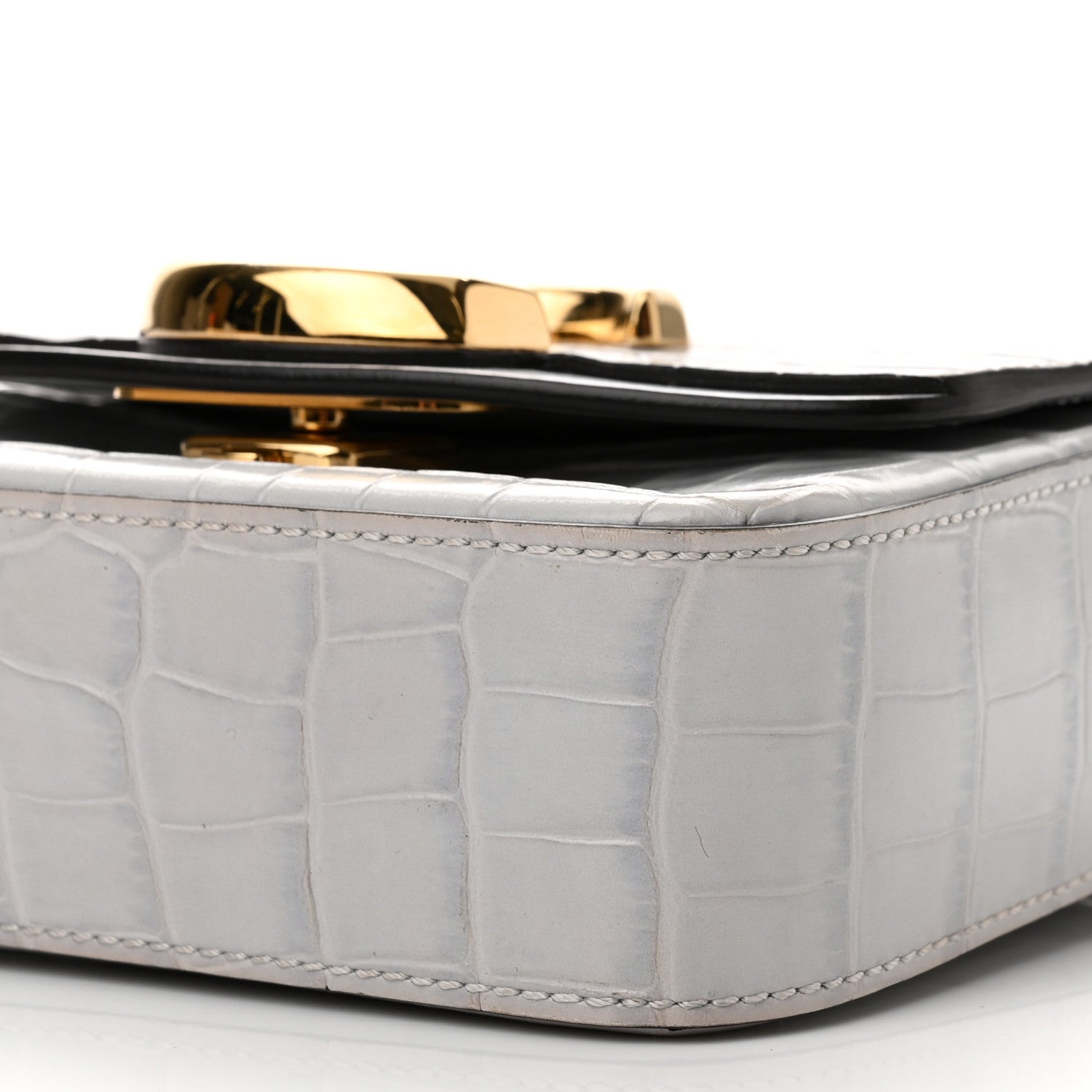 Chloe Crocodile Embossed Calfskin Mini C Double Carry Stormy Grey 8 of 9