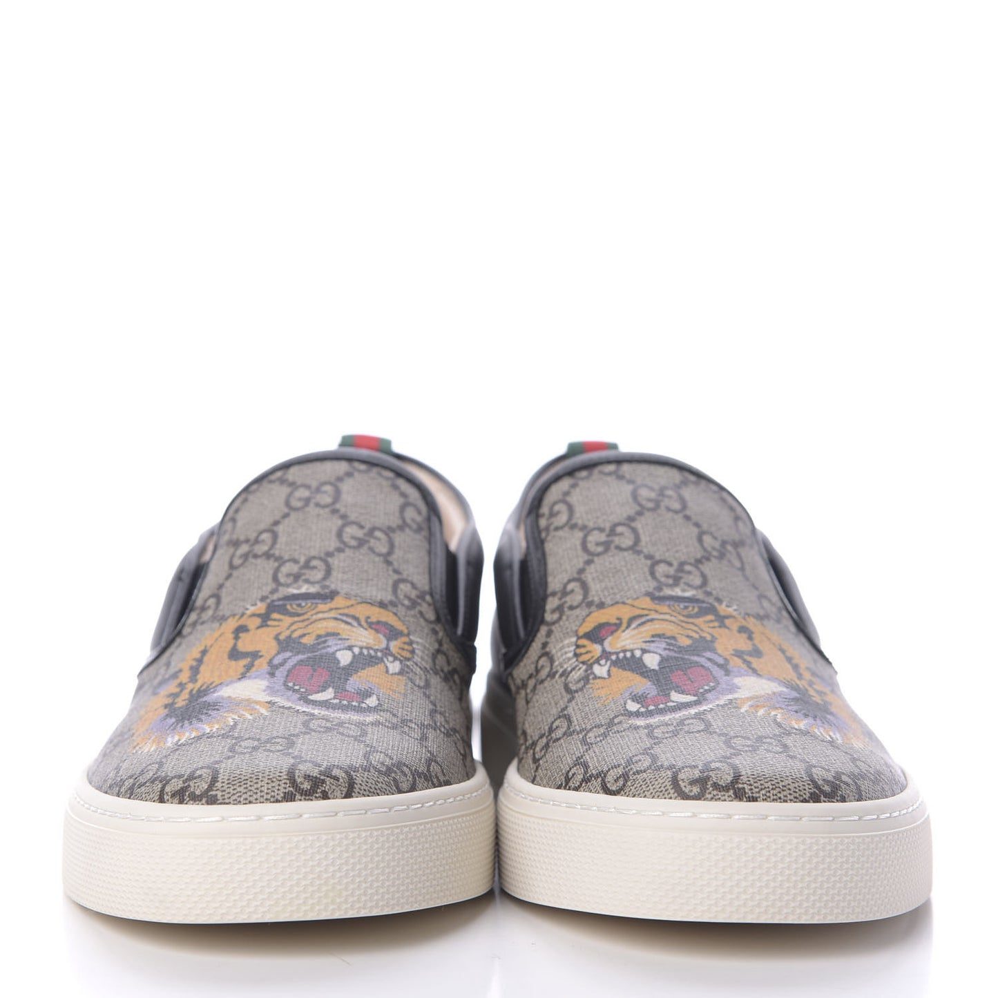 GG Supreme Monogram Tiger Mens Slip On Sneakers 8.5 Beige Multicolor
