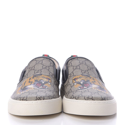 Gucci GG Supreme Monogram Tiger Mens Slip On Sneakers 8.5 Beige Multicolor 2 of 10