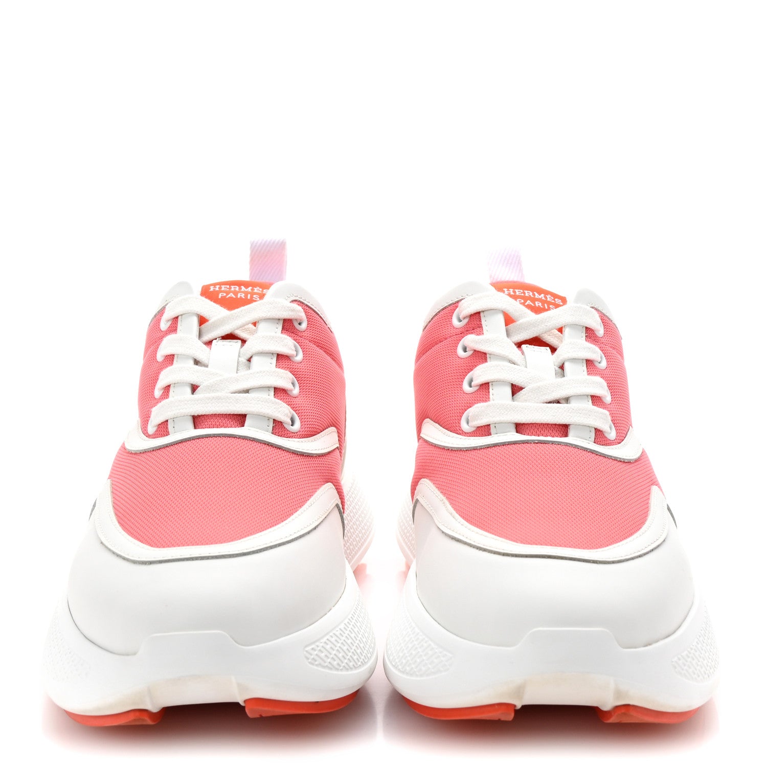 Hermes Mesh Calfskin Womens Giga Sneakers 37.5 Rose Du Desert White 3 of 10