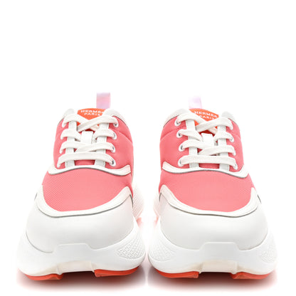 Hermes Mesh Calfskin Womens Giga Sneakers 37.5 Rose Du Desert White 3 of 10