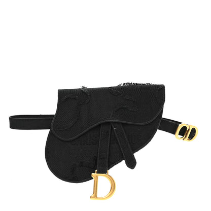 Christian Dior Canvas Embroidered Camouflage Saddle Belt Bag Black 1 of 8