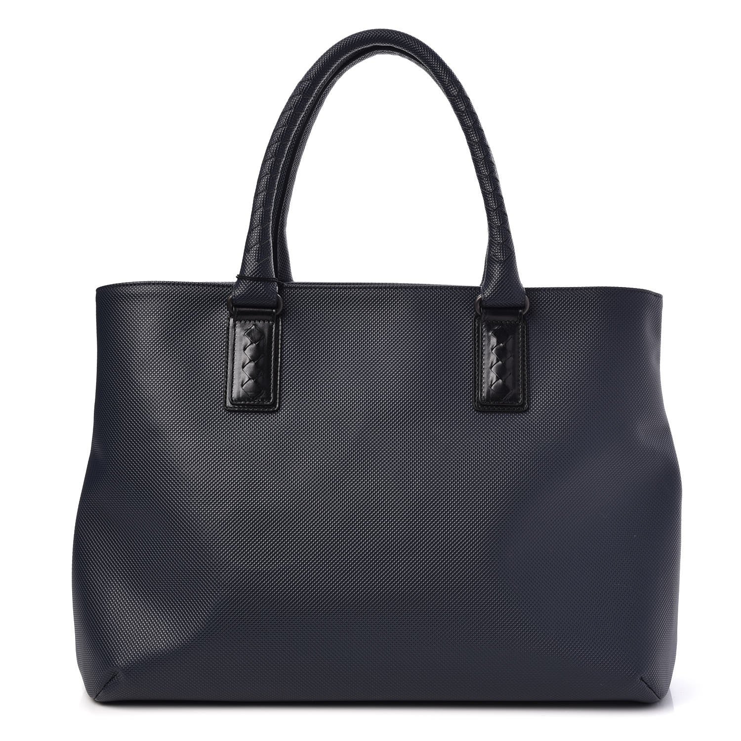 Bottega Veneta Rubberized Canvas Marcopolo Tote Dark Navy Nero 1 of 7