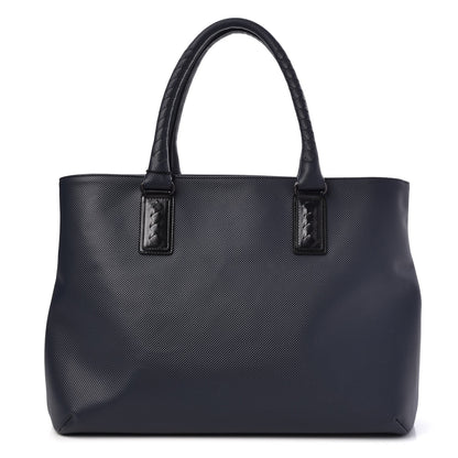 Bottega Veneta Rubberized Canvas Marcopolo Tote Dark Navy Nero 1 of 7