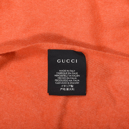 Gucci Silk Cashmere Mystic Cat Embroidered Scarf Orange 4 of 5