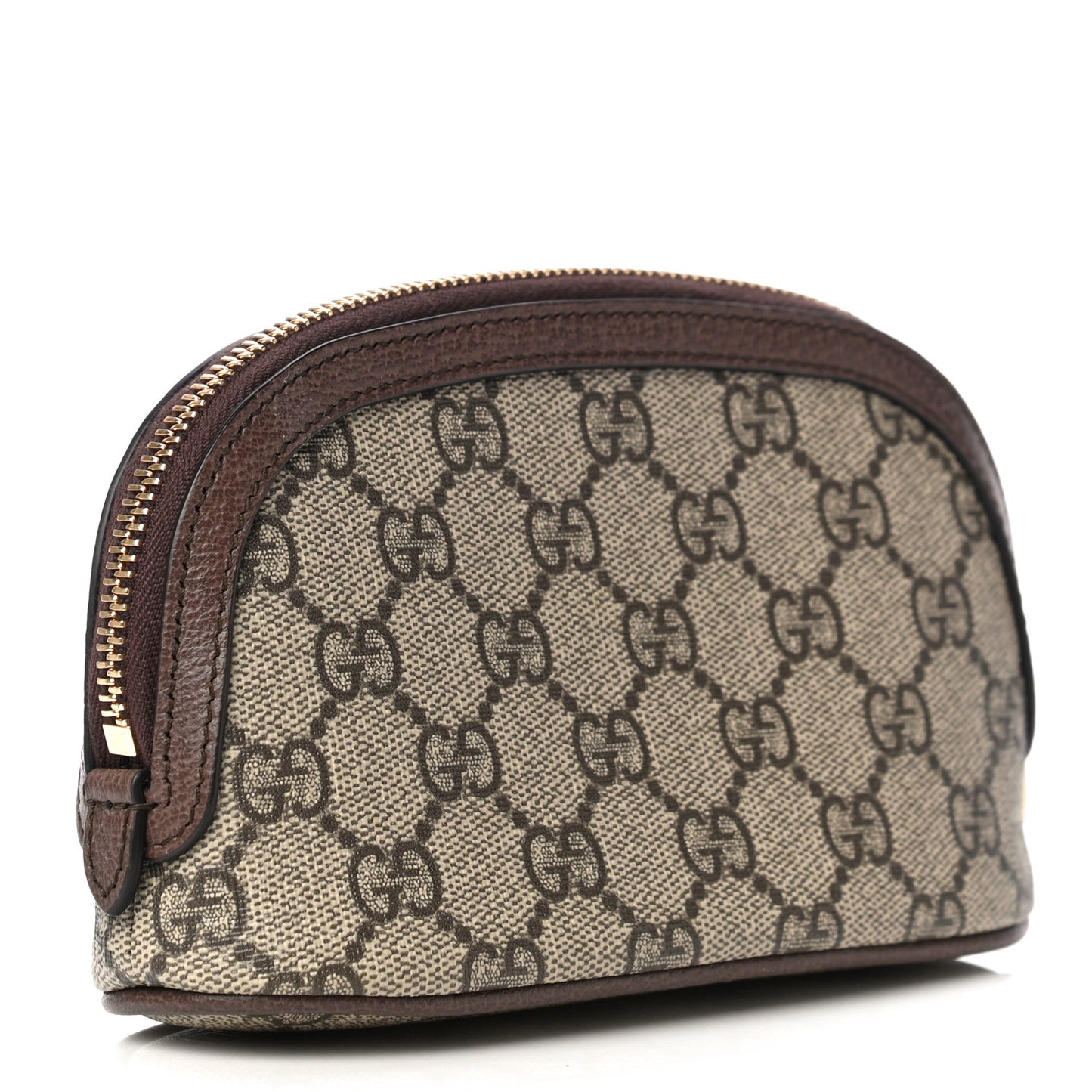 GG Supreme Monogram Textured Calfskin Web Medium Ophidia Cosmetic Case Beige Ebony New Acero