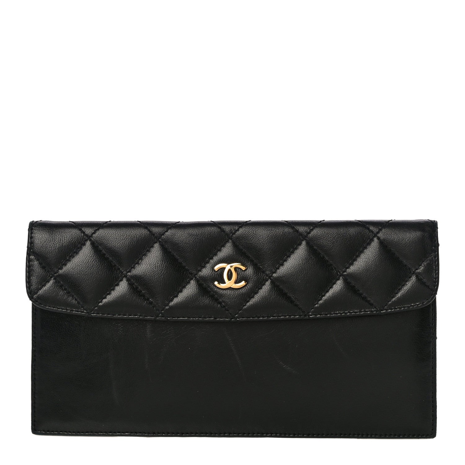 Chanel Calfskin Quilted CC Flap Clutch Black 1 of 14