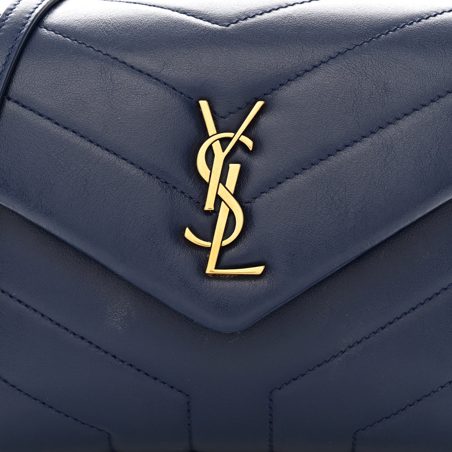 Saint Laurent Calfskin Y Quilted Monogram Toy Loulou Crossbody Bag Denim 9 of 16