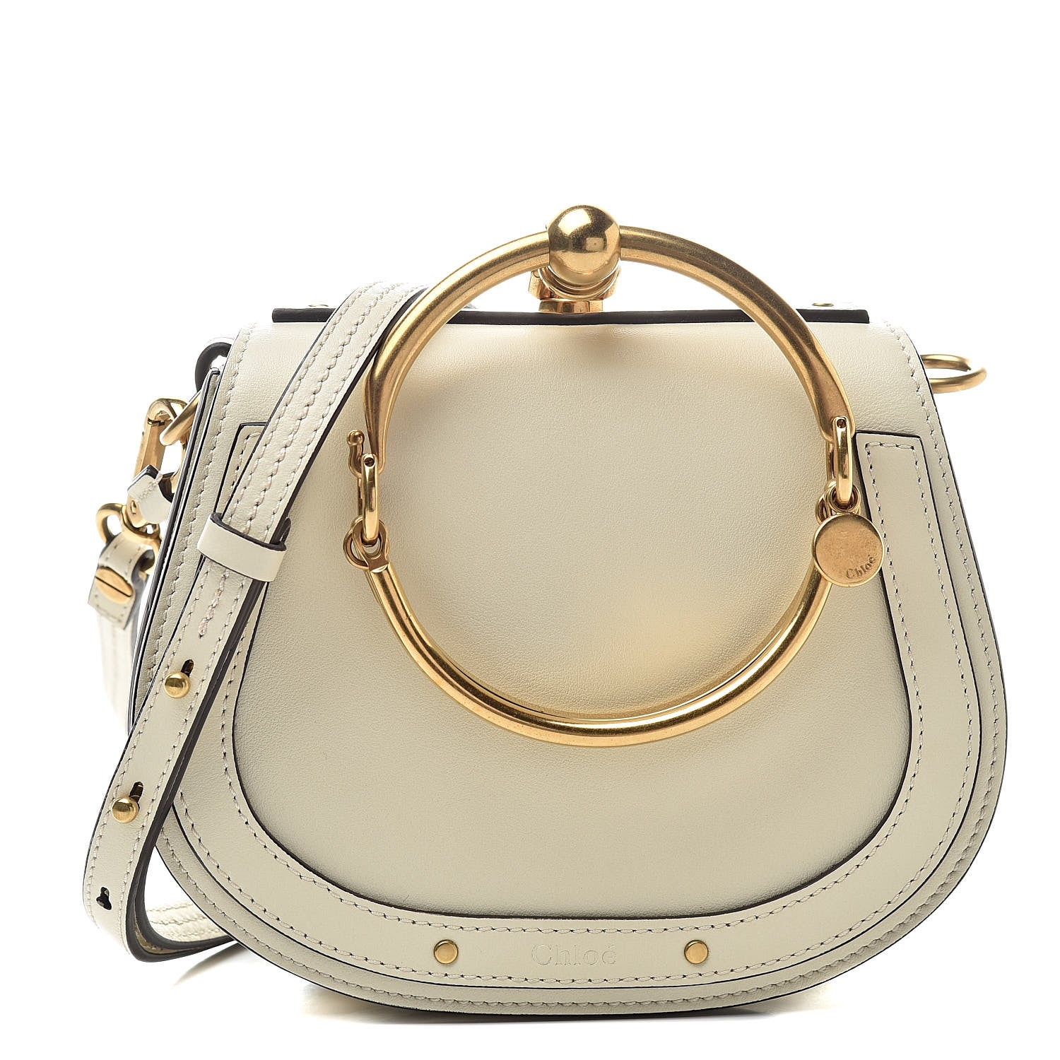 Chloe Calfskin Suede Small Nile Bracelet Bag Off White 1 of 11