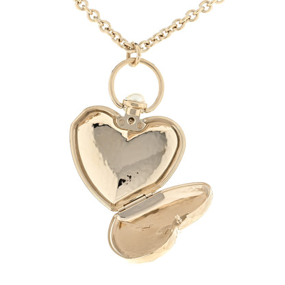 Chanel Metal CC Heart Locket Necklace Gold 3 of 4