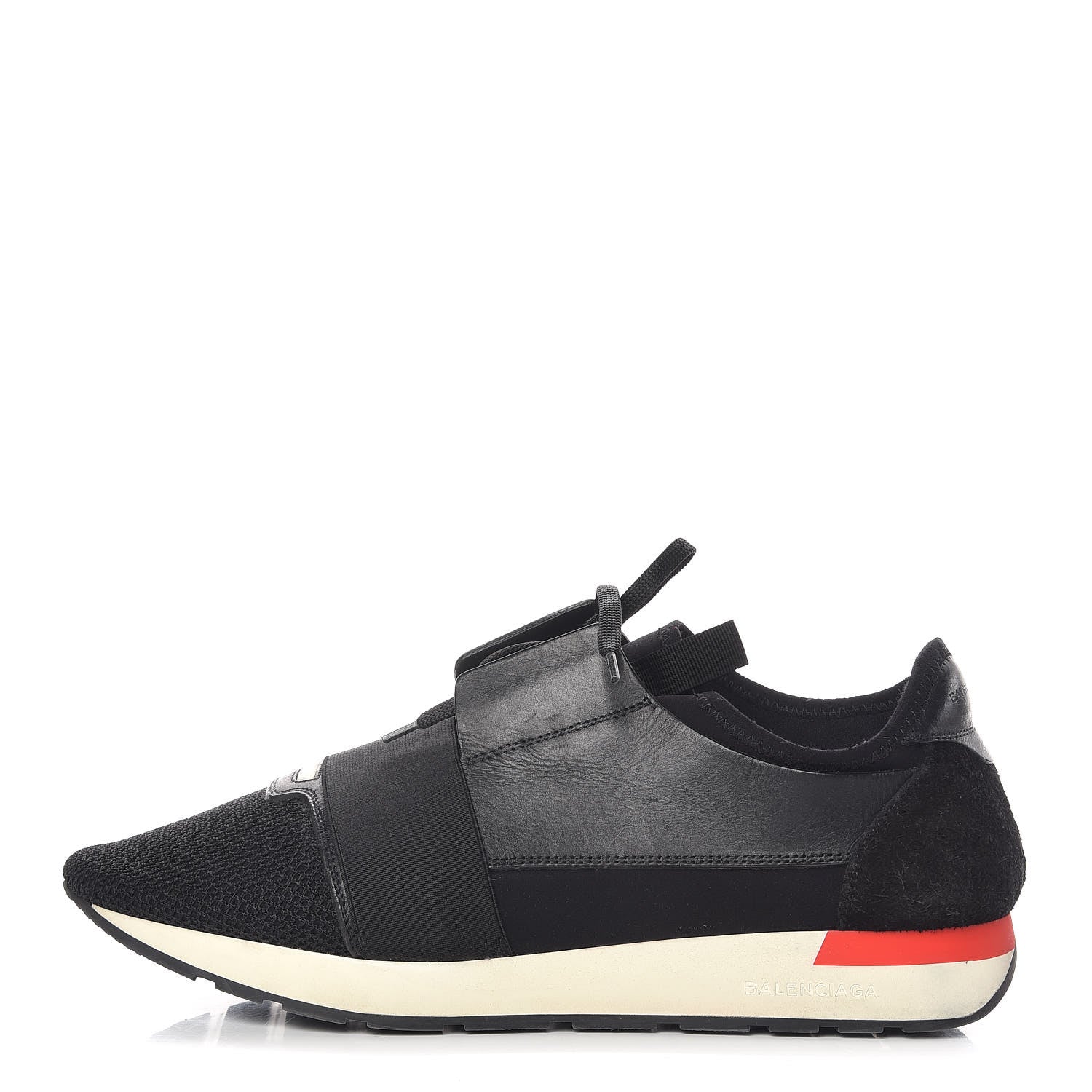 Balenciaga Mesh Calfskin Neoprene Mens Race Runner Sneakers 44 Black Red 1 of 10