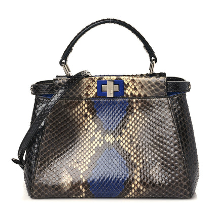 Fendi Snakeskin Mini Peekaboo Iconic Satchel Blue Multicolor 1 of 10
