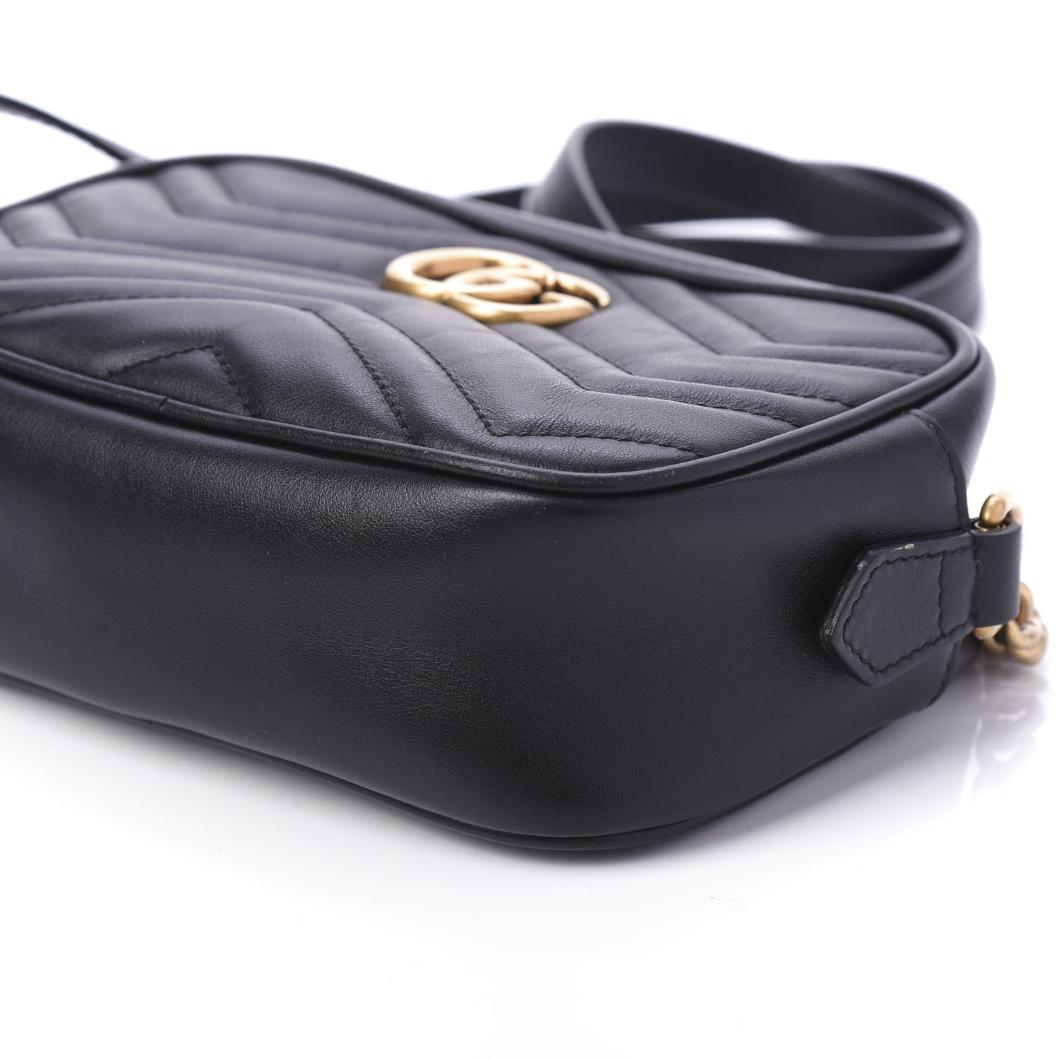 Gucci Calfskin Matelasse Mini GG Marmont Chain Shoulder Bag Black 7 of 10