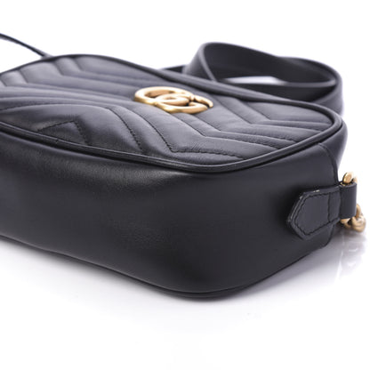 Gucci Calfskin Matelasse Mini GG Marmont Chain Shoulder Bag Black 7 of 10