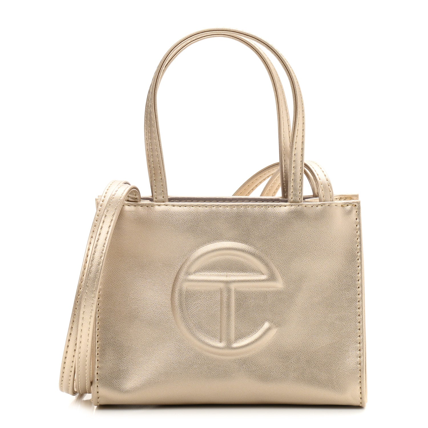 Telfar Metallic Vegan Leather Small Shopping Bag Gold 1 of 11