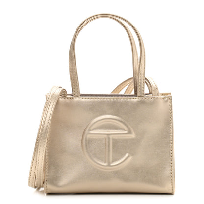 Telfar Metallic Vegan Leather Small Shopping Bag Gold 1 of 11