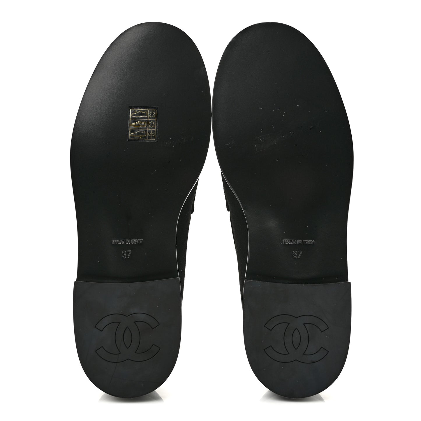 Suede Kidskin Crystal CC Loafers 37 Black