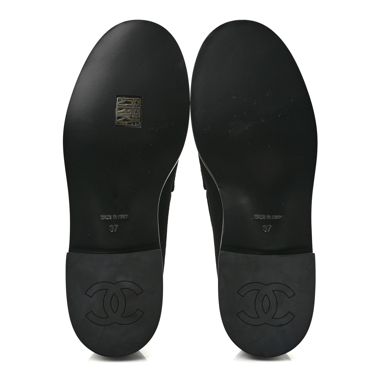 Chanel Suede Kidskin Crystal CC Loafers 37 Black 6 of 9