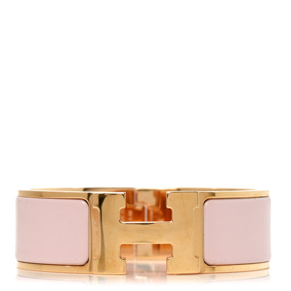 Hermes Enamel Wide Clic Clac H Bracelet GM Rose Candeur 1 of 5