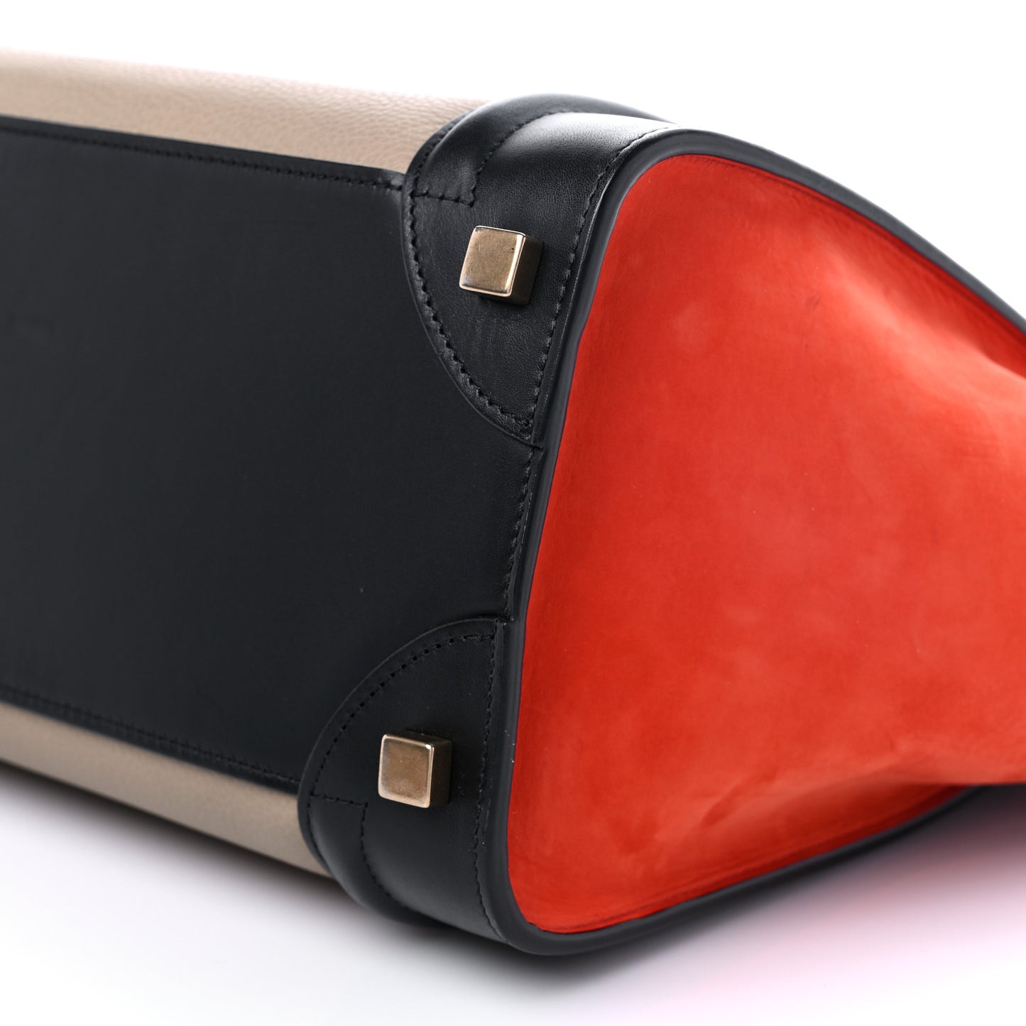 Drummed Calfskin Nubuck Tri-color Micro Luggage Natural