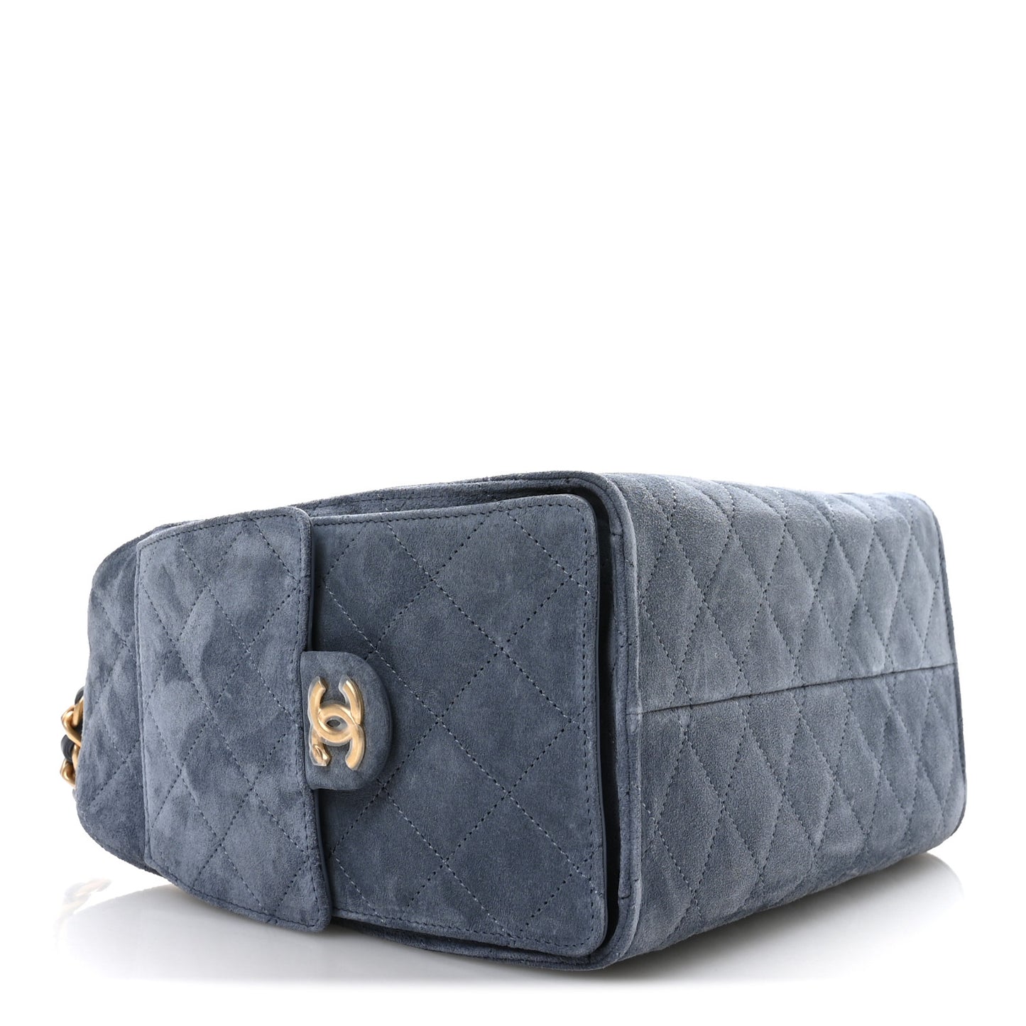 Suede Quilted Small Chanel 25 Handbag Blue