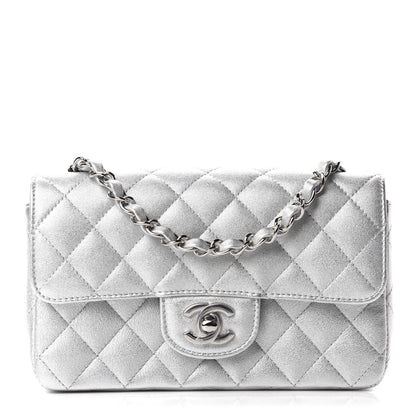 Chanel Metallic Lambskin Quilted Mini Rectangular Flap Silver 1 of 11