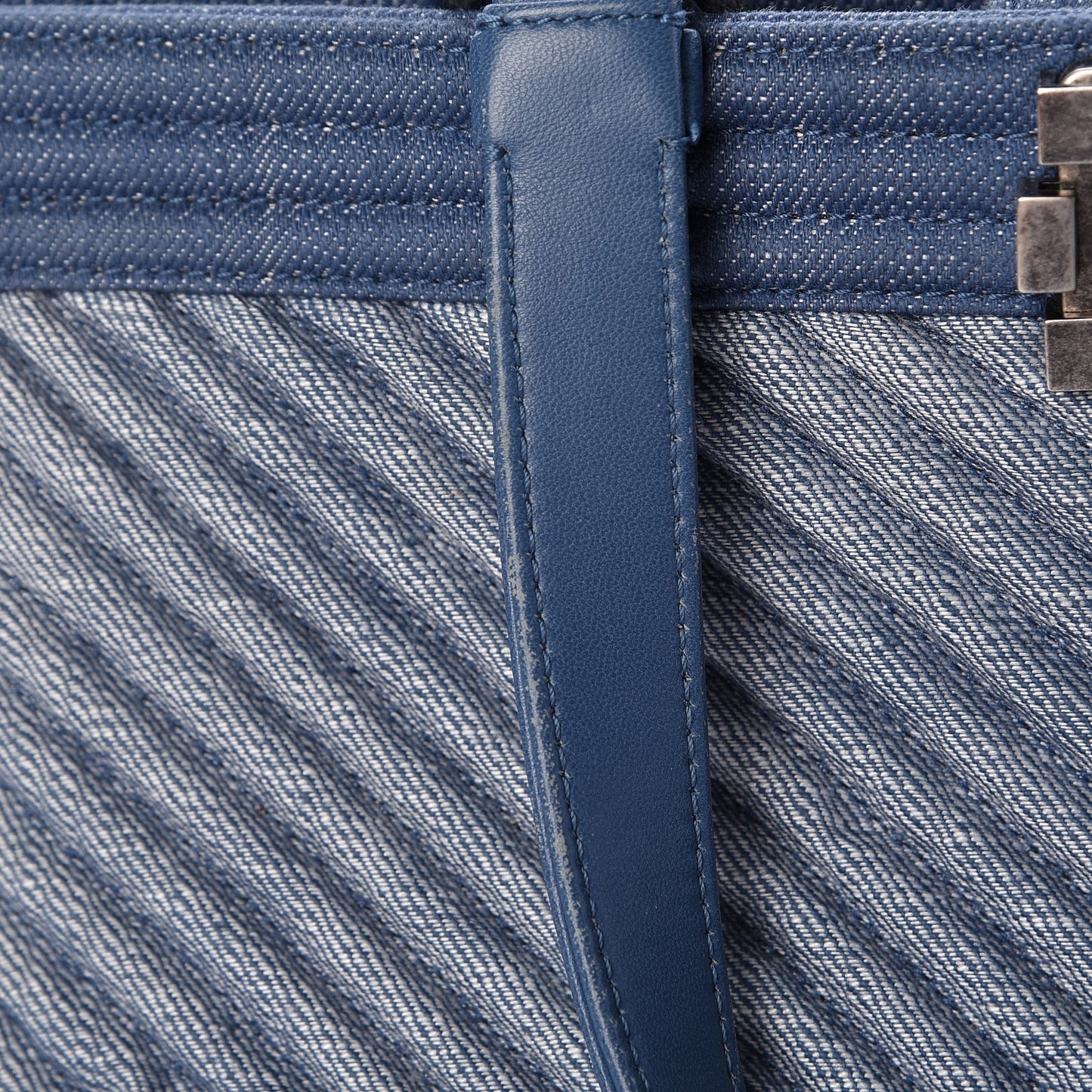 Denim Chevron Quilted Large Boy Shopping Tote Light Blue