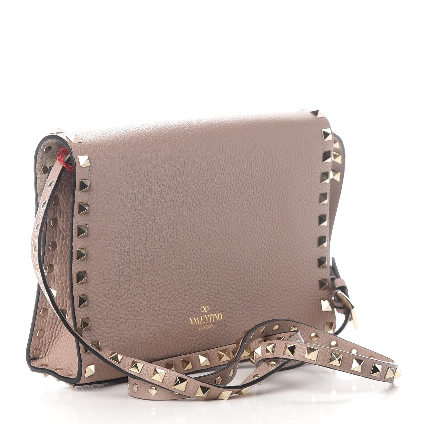 Pebbled Calfskin Medium Rockstud Flip Lock Crossbody Bag Poudre