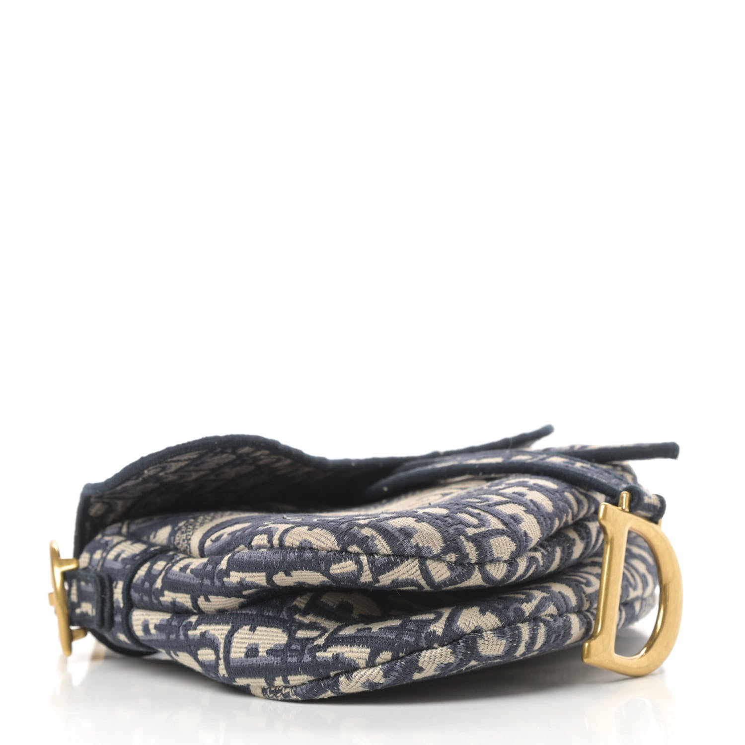 Christian Dior Oblique Embroidered Saddle Bag Blue 4 of 11