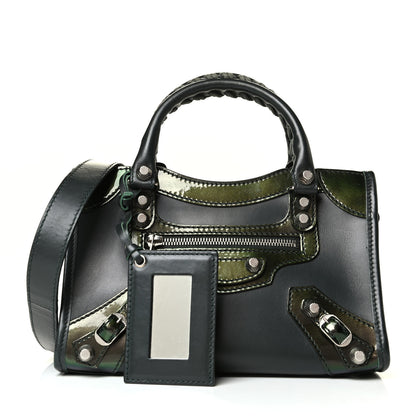 Balenciaga Smooth Calfskin Metallic Patent Giant 12 Silver Hardware Mini City Vert Poker Fonce 1 of 7