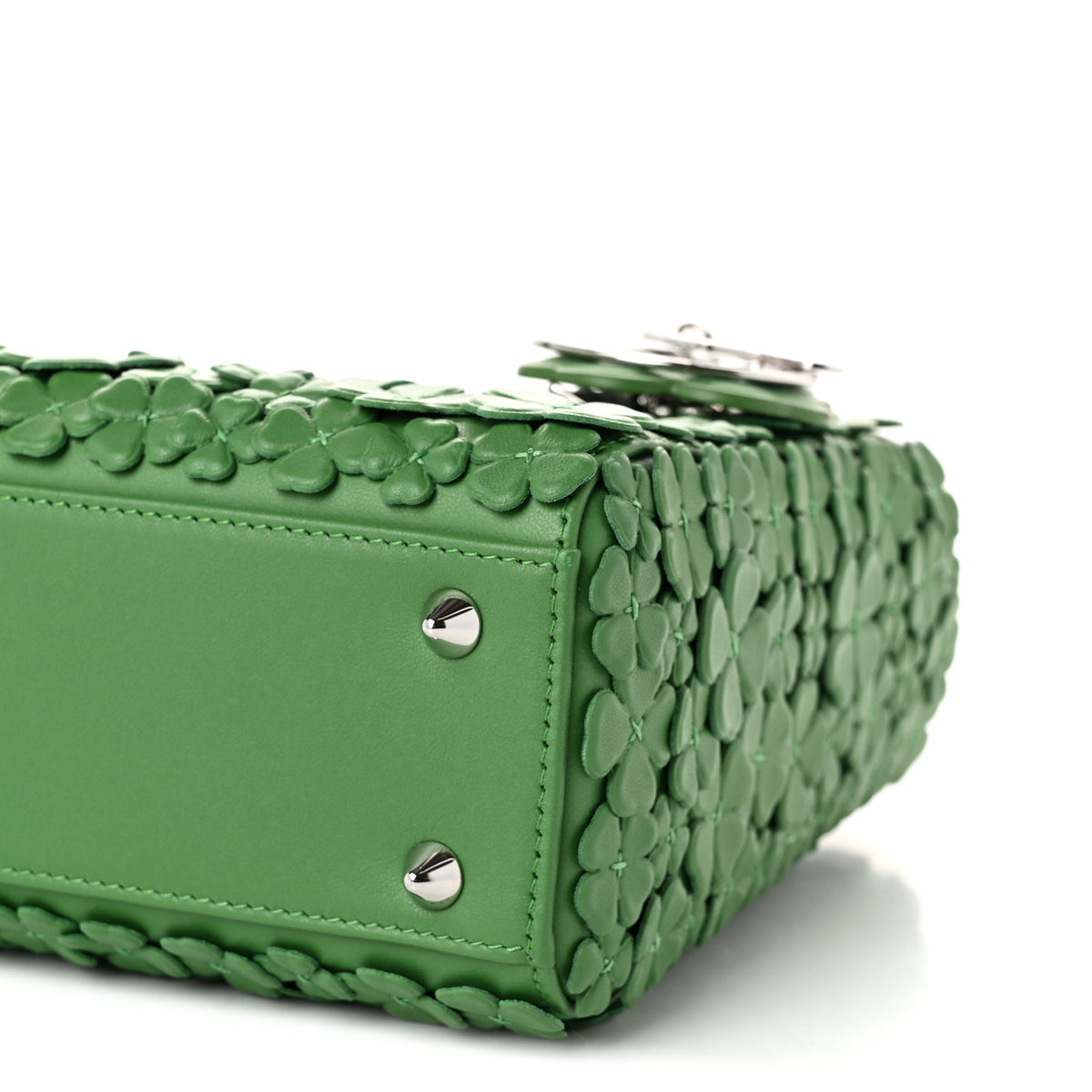 Christian Dior Lambskin Clover Allover Embroidered Mini Lady Dior Lucky Green 10 of 10