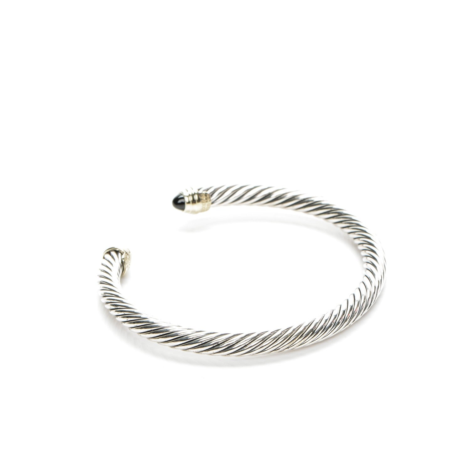 David Yurman Sterling Silver 14K Yellow Gold Black Onyx 5mm Cable Classics Petite Color Bracelet 3 of 4