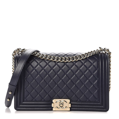 Chanel Lambskin Quilted New Medium Boy Flap Dark Navy Blue 1 of 8