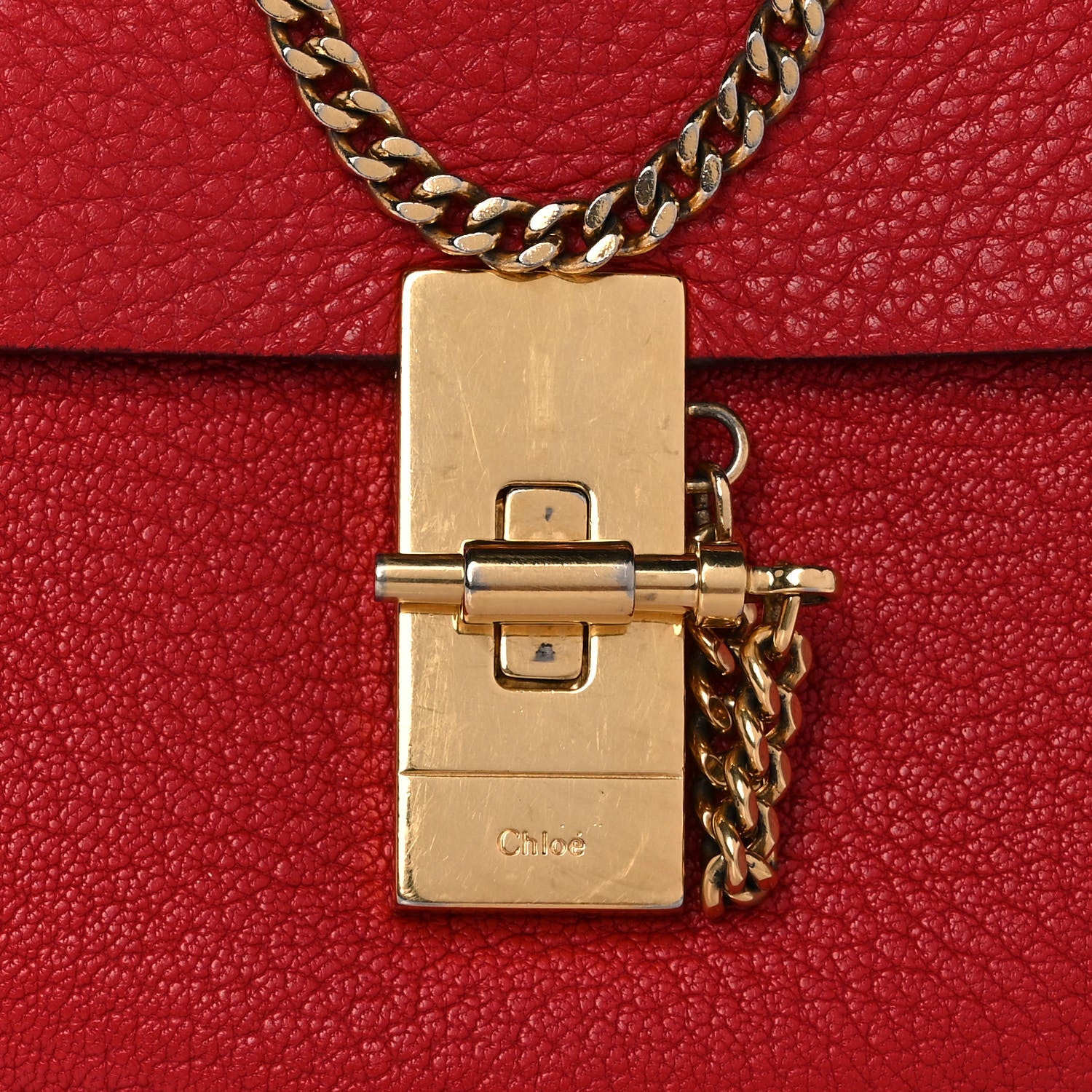 Chloe Grained Lambskin Mini Drew Shoulder Bag Plaid Red 7 of 9