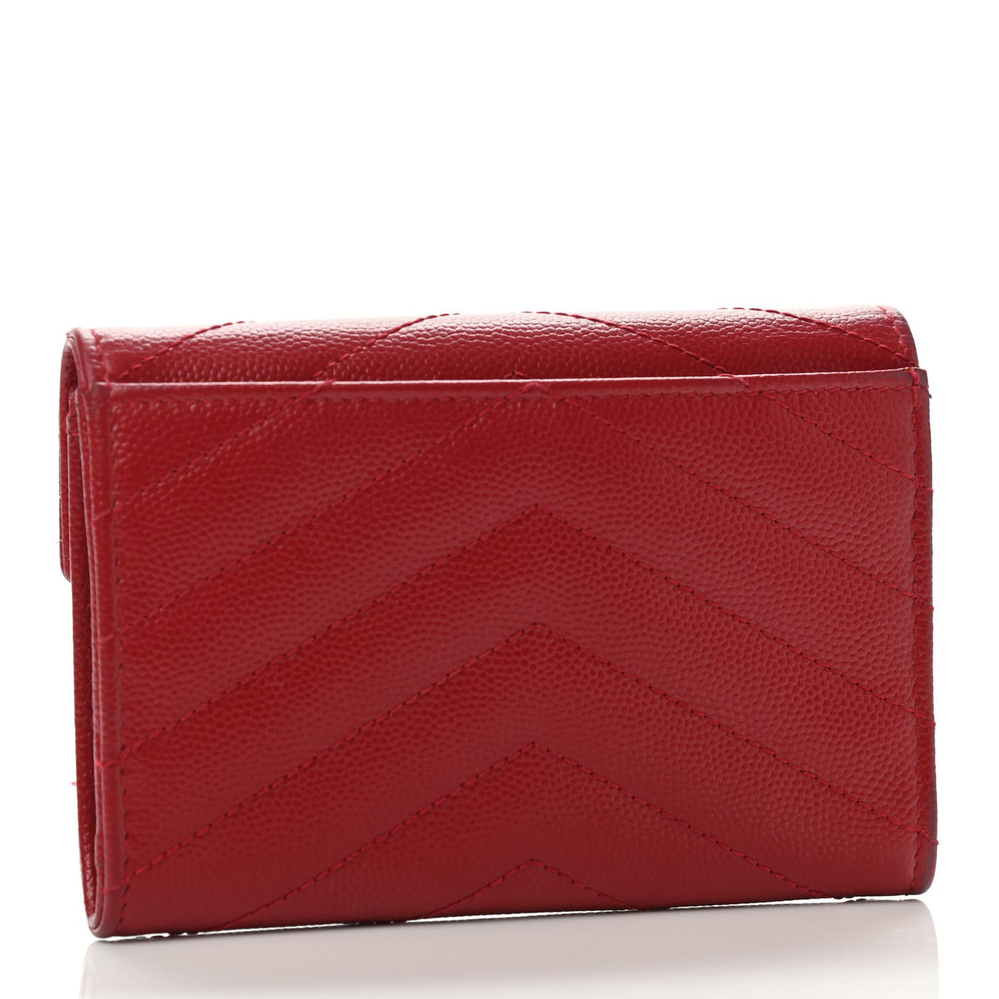 Grain De Poudre Matelasse Chevron Small Monogram Envelope Wallet Rouge Eros