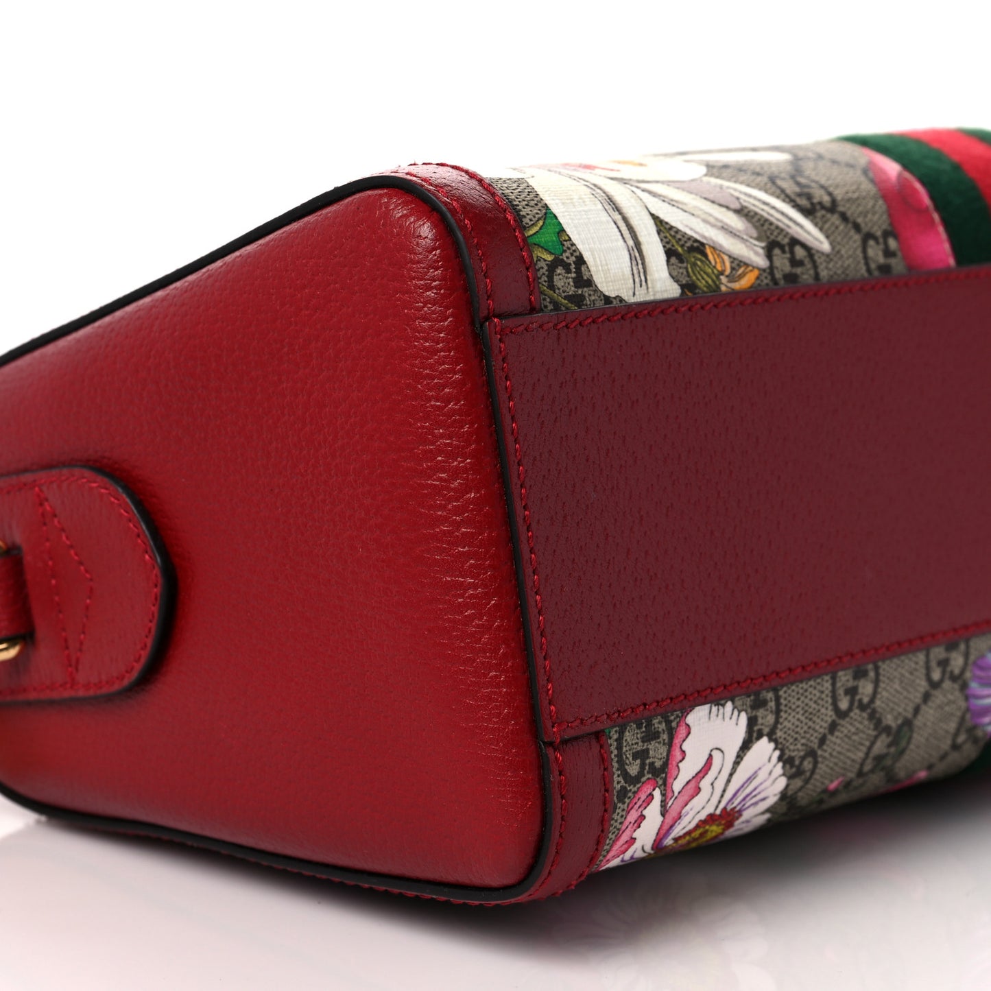 GG Supreme Monogram Flora Web Medium Ophidia Boston Red
