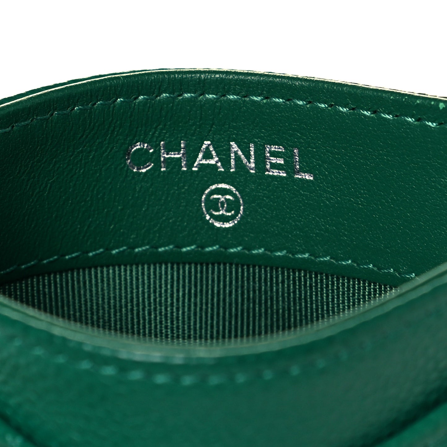 Caviar Quilted Card Holder Green