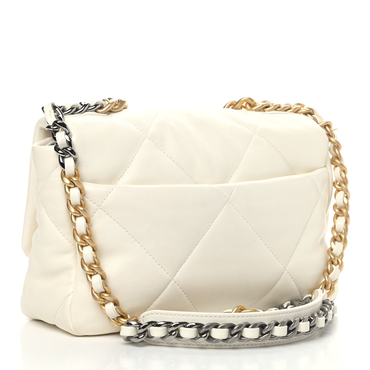 Chanel Lambskin Quilted Medium Chanel 19 Flap White 3 of 9