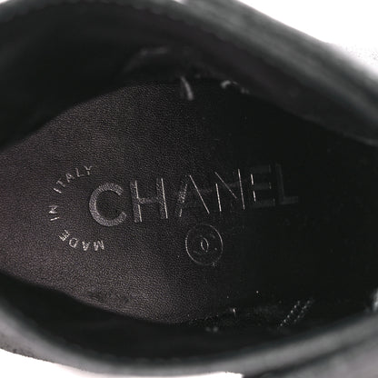 Chanel Suede Kidskin Patent Cap Toe Interlocking CC Ankle Boots 39 Dark Silver Black 8 of 10