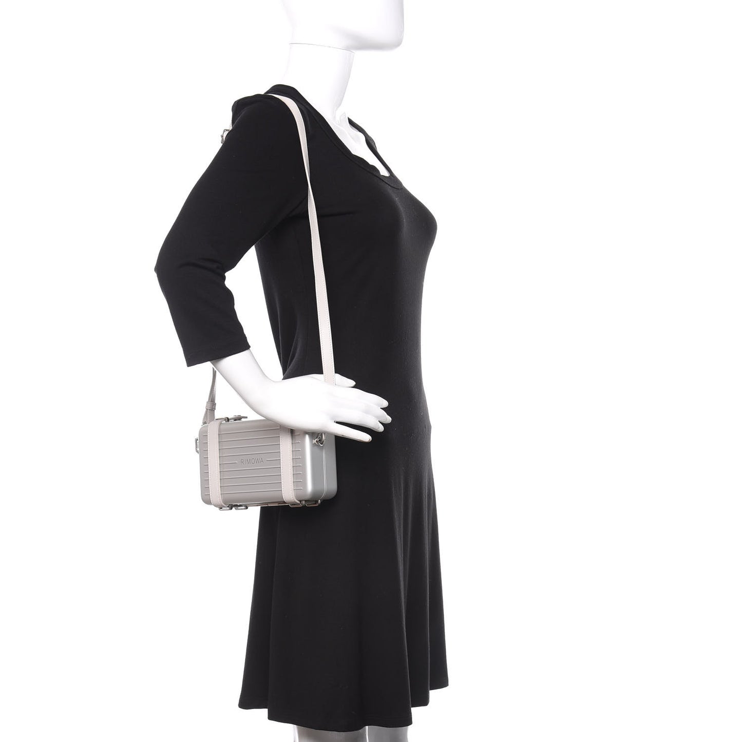 X RIMOWA Aluminum Personal Clutch On Strap Silver
