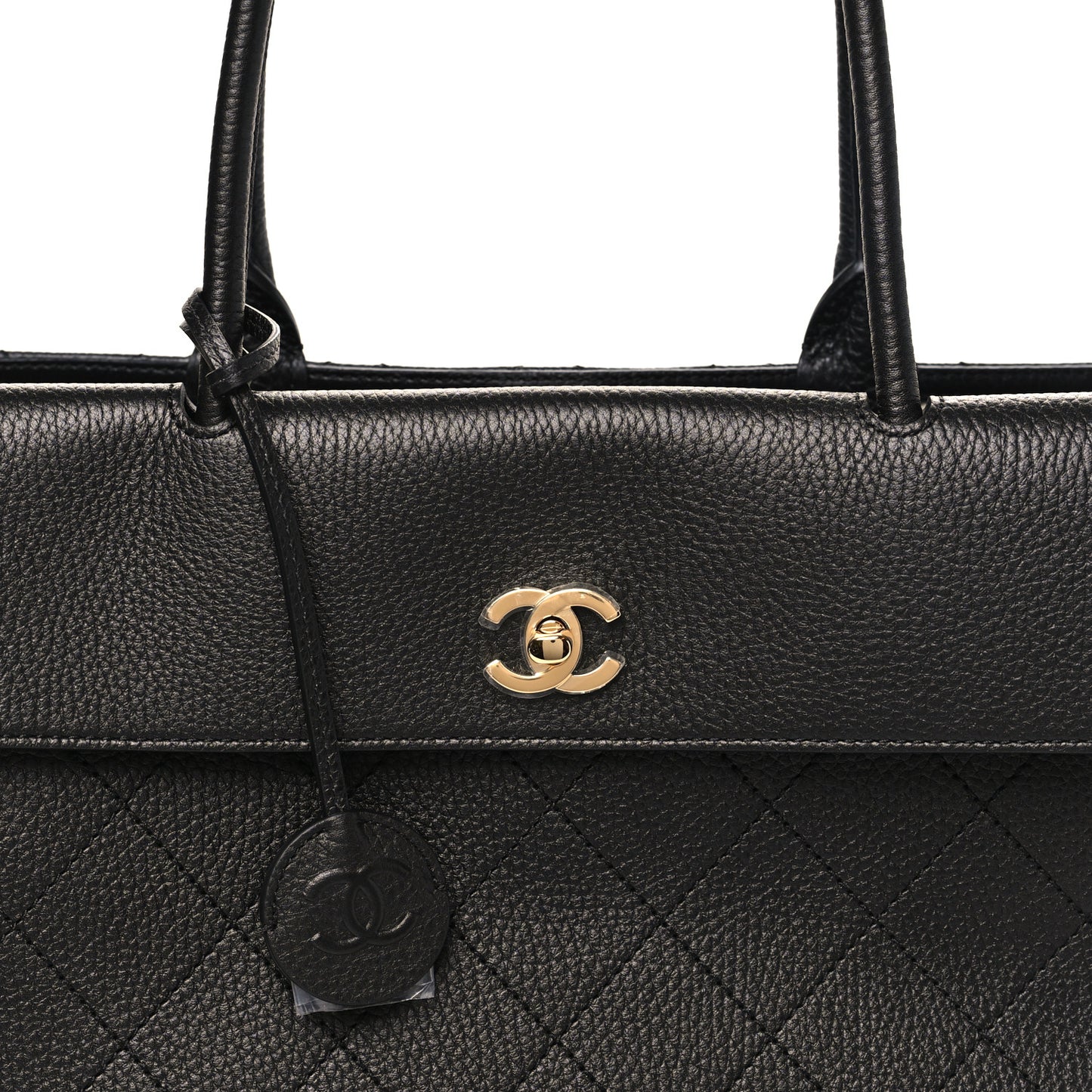 Grained Calfskin Stitched Urban Essentials Large Shopping Bag Black