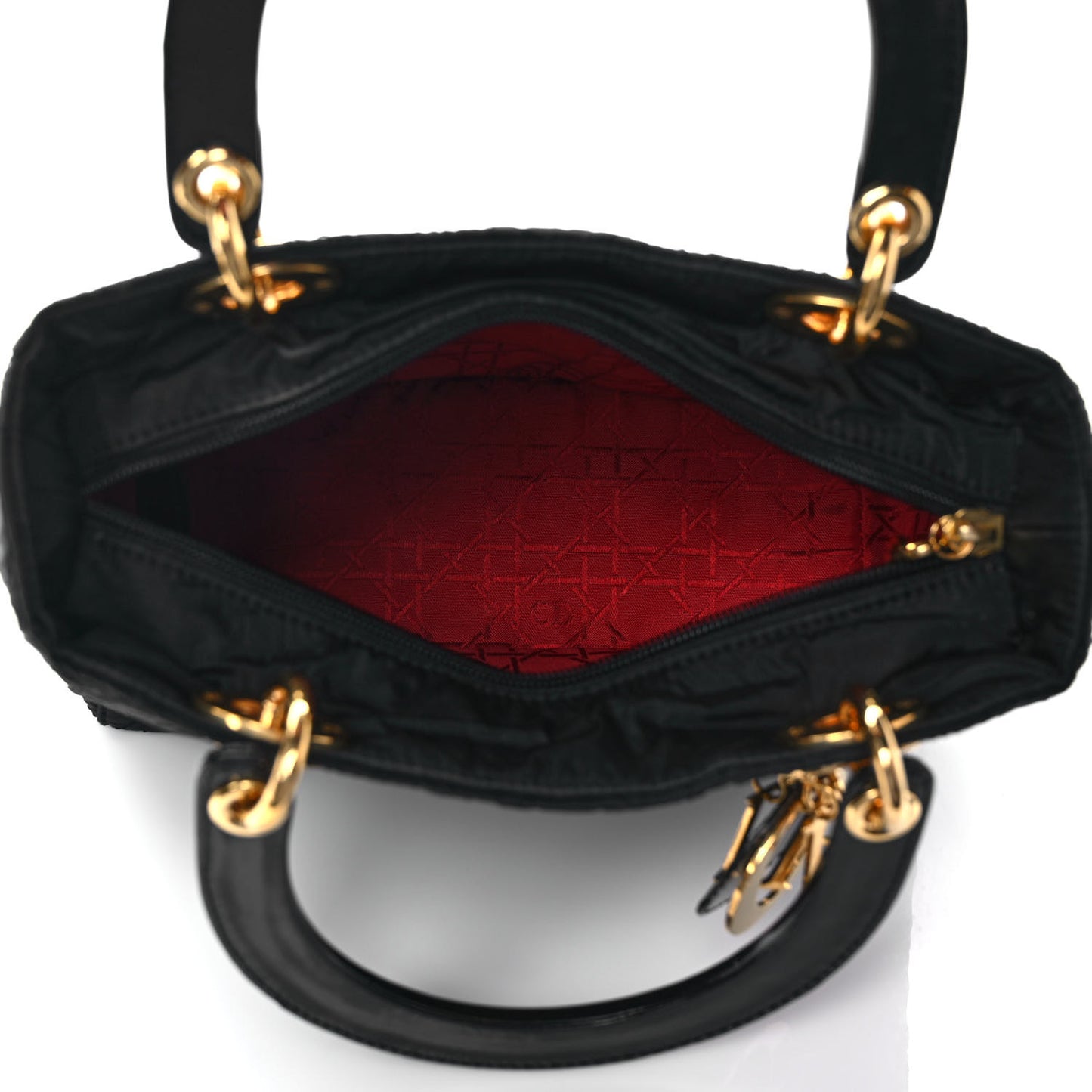 Nylon Cannage Medium Lady Dior Black