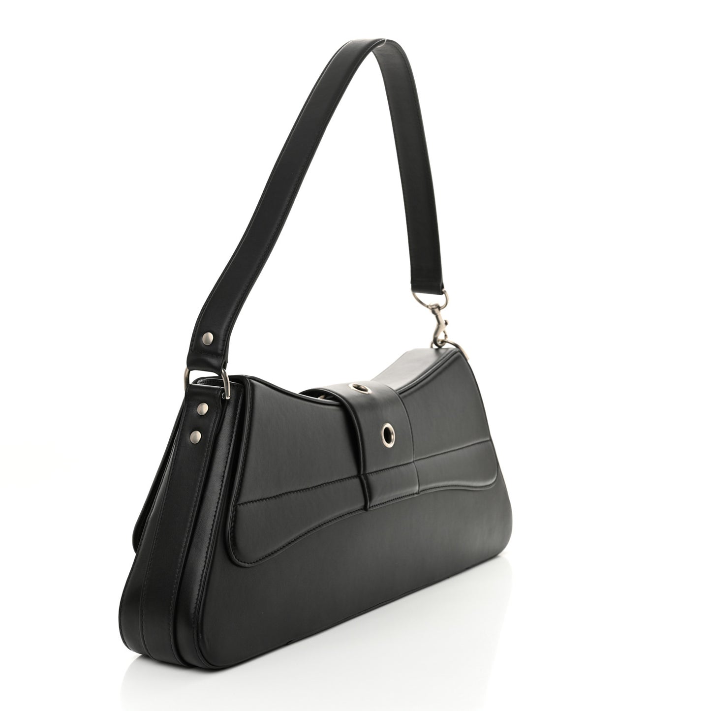 Smooth Calfskin Large Lindsay Shoulder Bag Black
