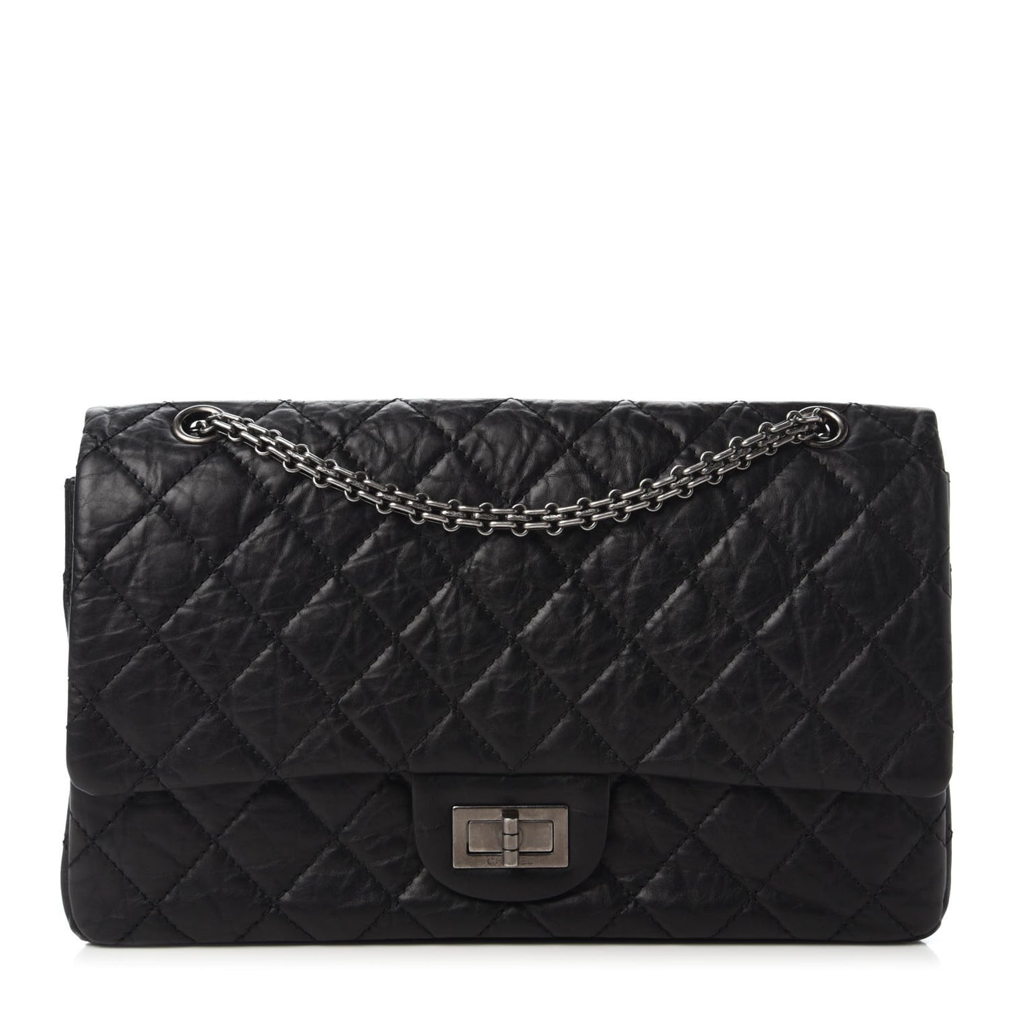 Aged Calfskin Quilted 2.55 Reissue 227 Flap Black
