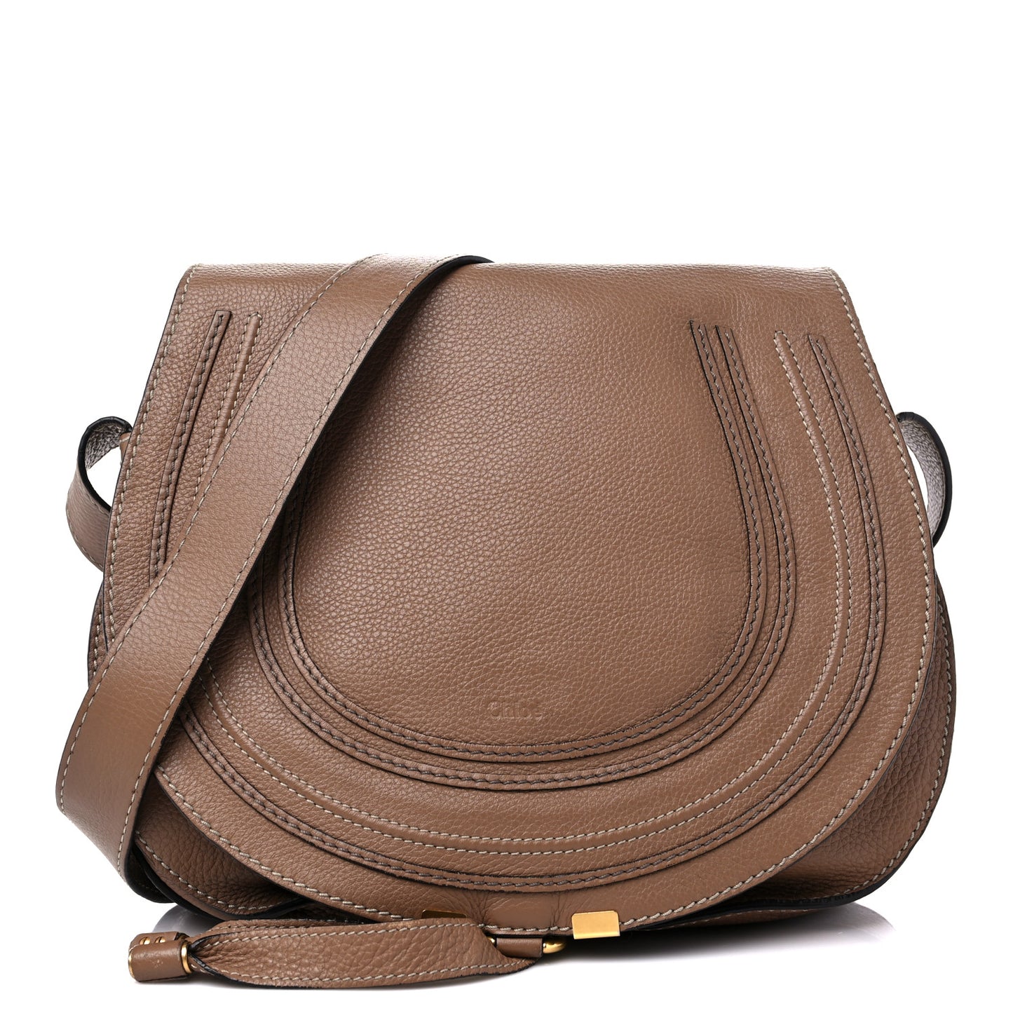 Calfskin Medium Marcie Round Crossbody Bag Nut