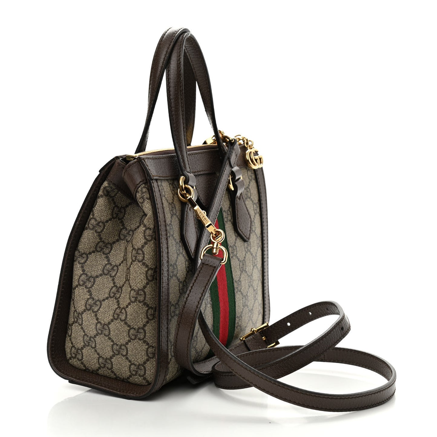 GG Supreme Monogram Small Ophidia Tote Bag Brown