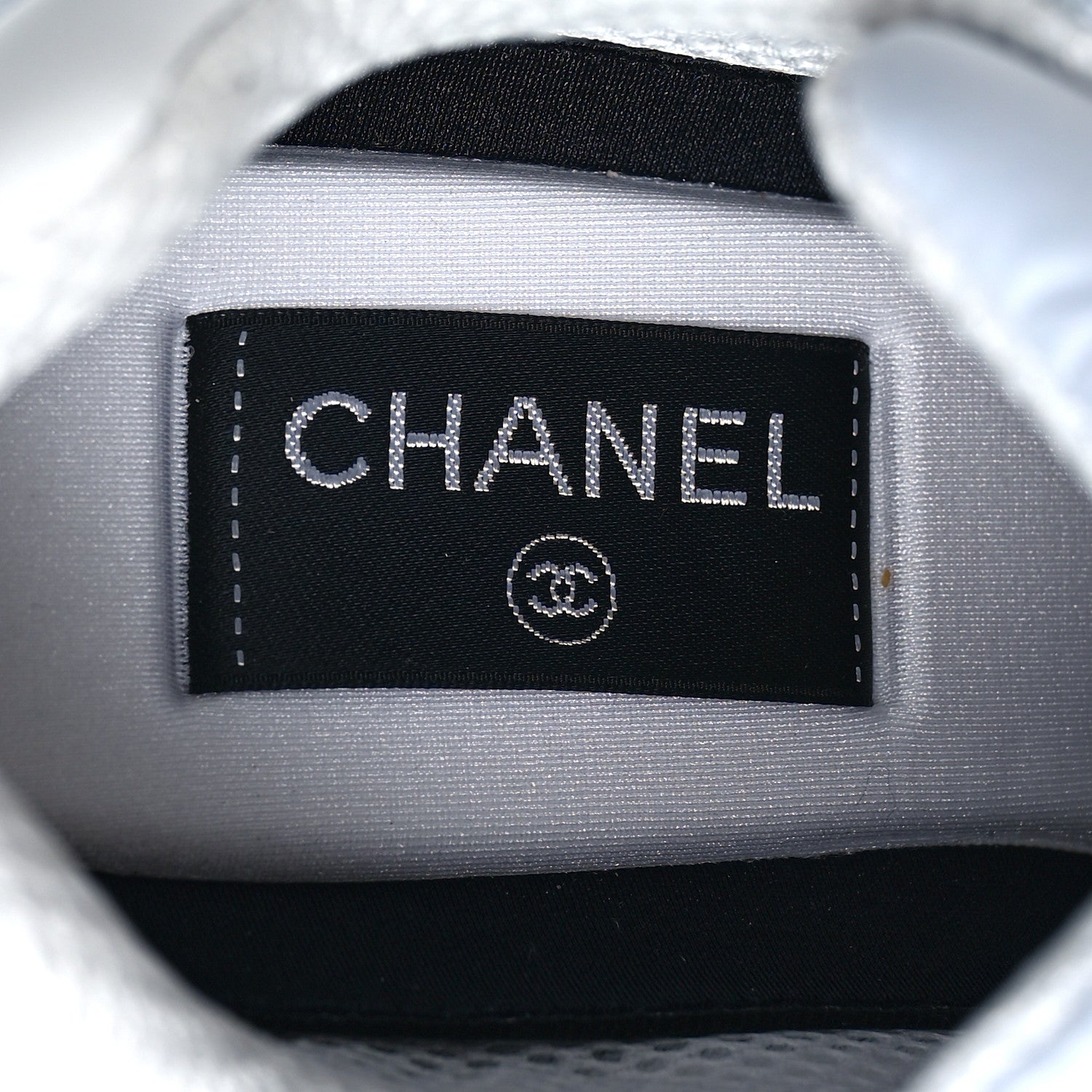 Chanel Nylon Calfskin Suede Womens CC Sneakers 39.5 White Grey Blue 8 of 10