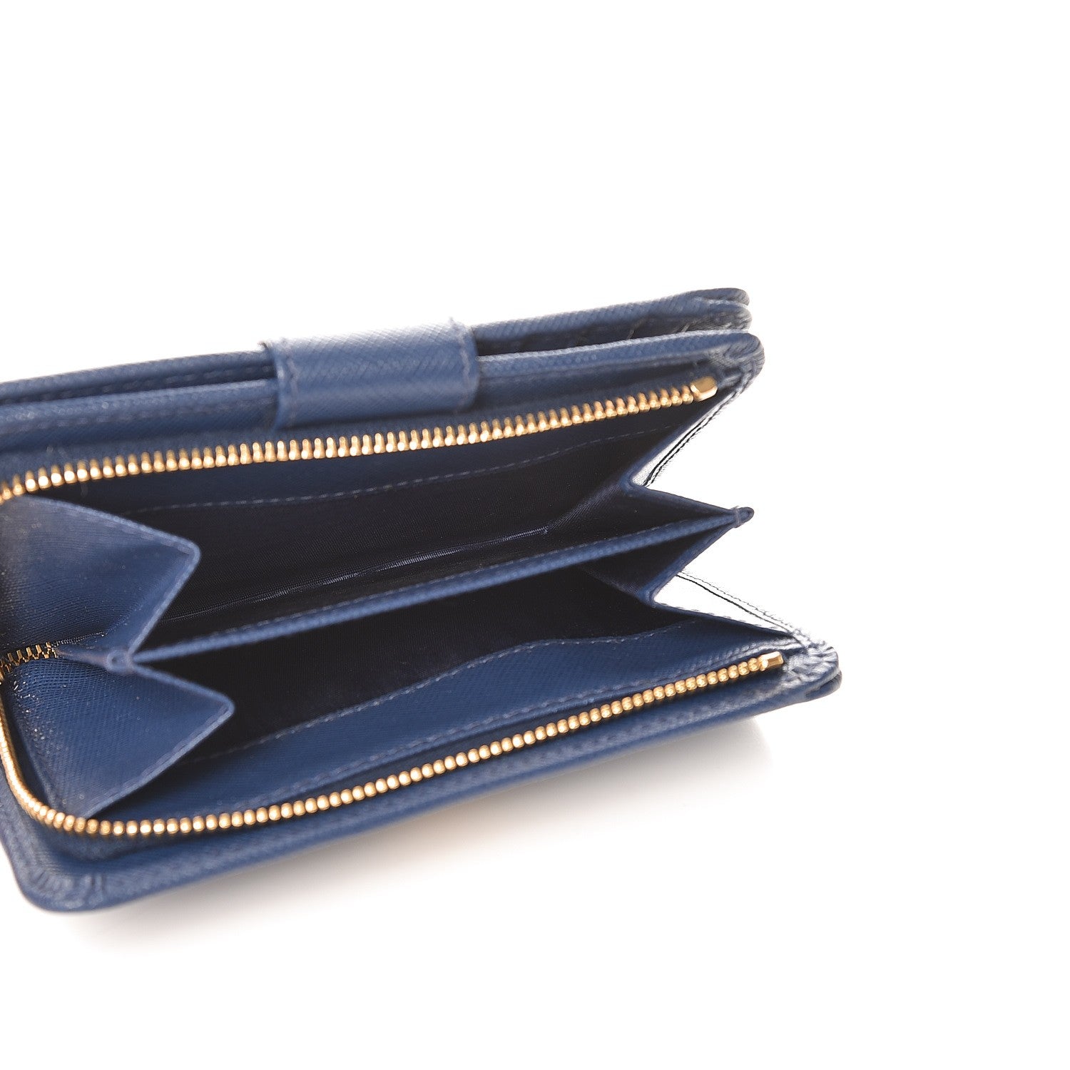 Prada Saffiano Metal Compact Wallet Bleuette 6 of 7
